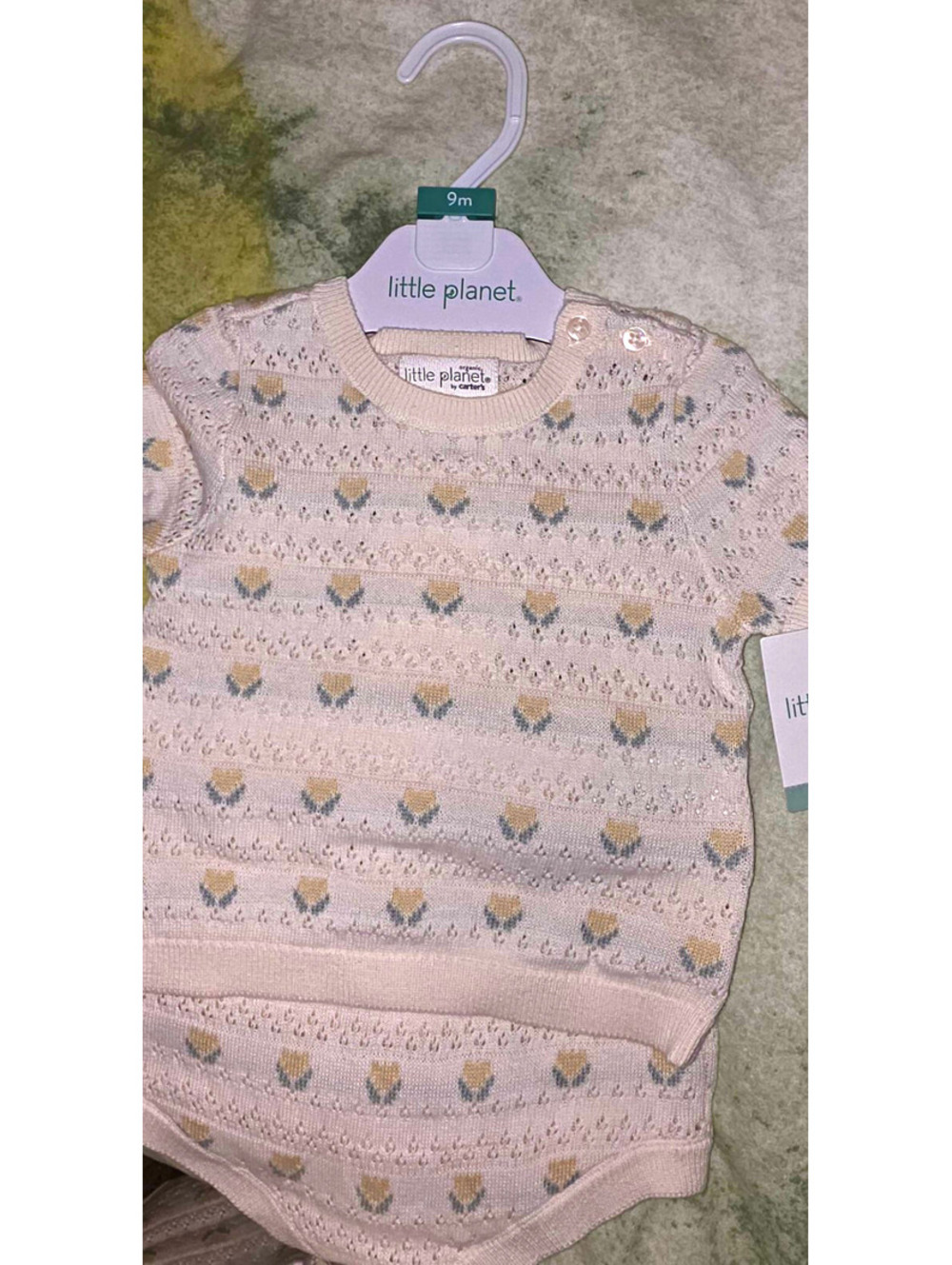 Stylish Little Planet by Carter's 9M ORGANIC 100% Cotton Knit Floral - 2 Piece
